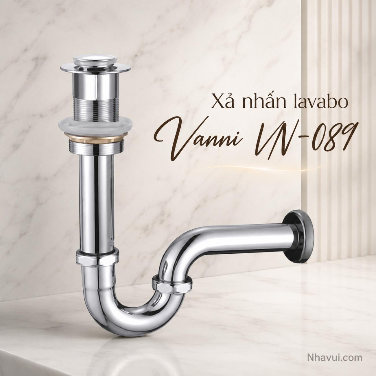 Xả nhấn lavabo Vanni VN-089 đồng thau mạ crome