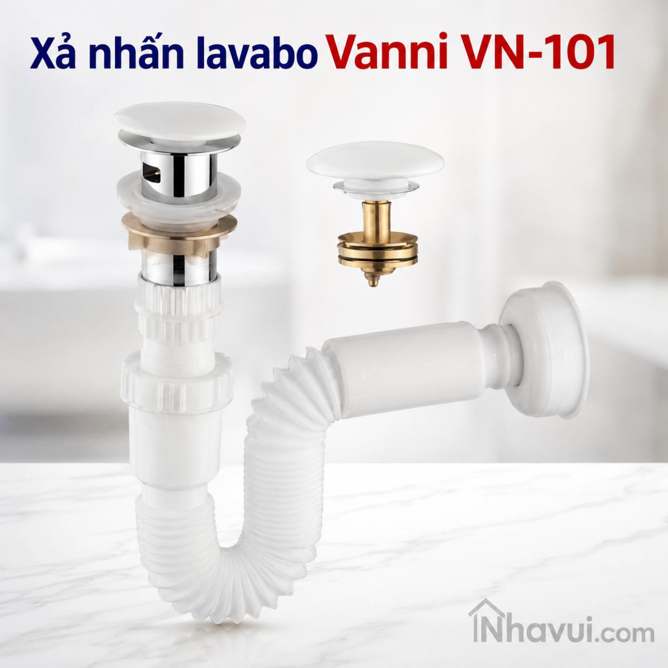 Xả nhấn lavabo Vanni VN-101 mặt sứ nhựa ABS chống hôi