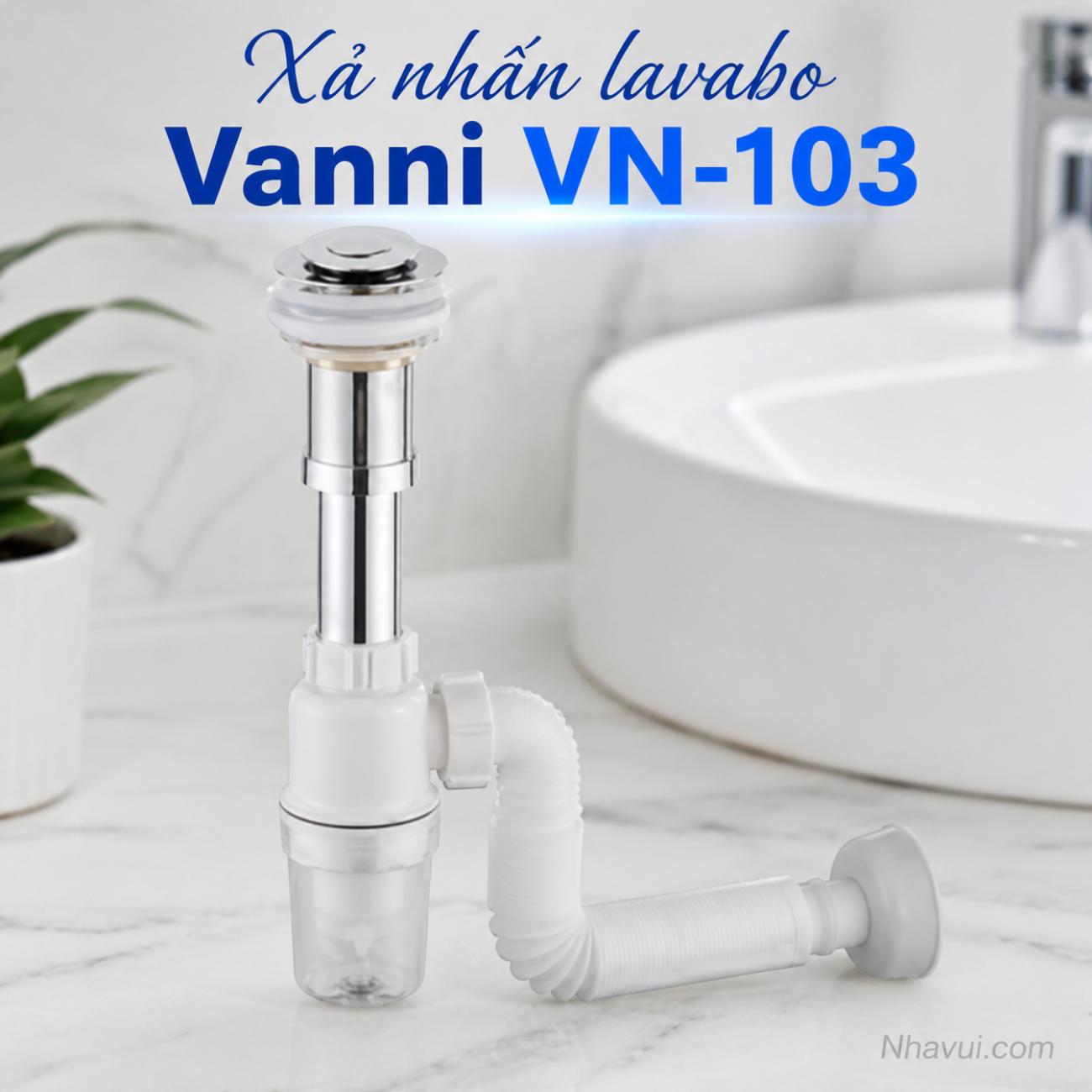 Xả nhấn lavabo Vanni VN-103 đầu inox nhựa ABS chống hôi