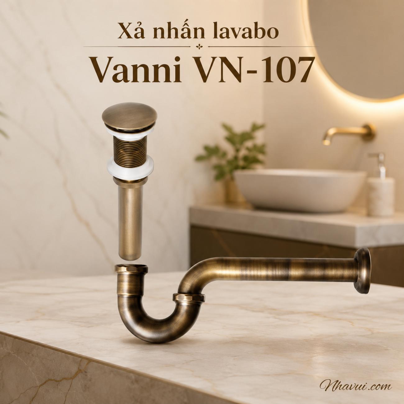 Xả nhấn lavabo Vanni VN-107 đồng thau giả cổ