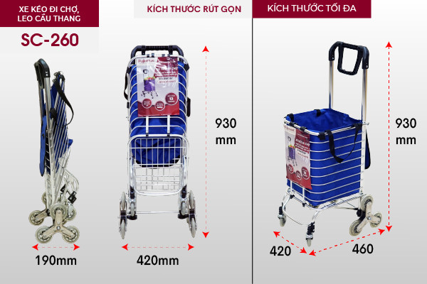 Xe kéo đi chợ leo cầu thang Fujihome SC-260