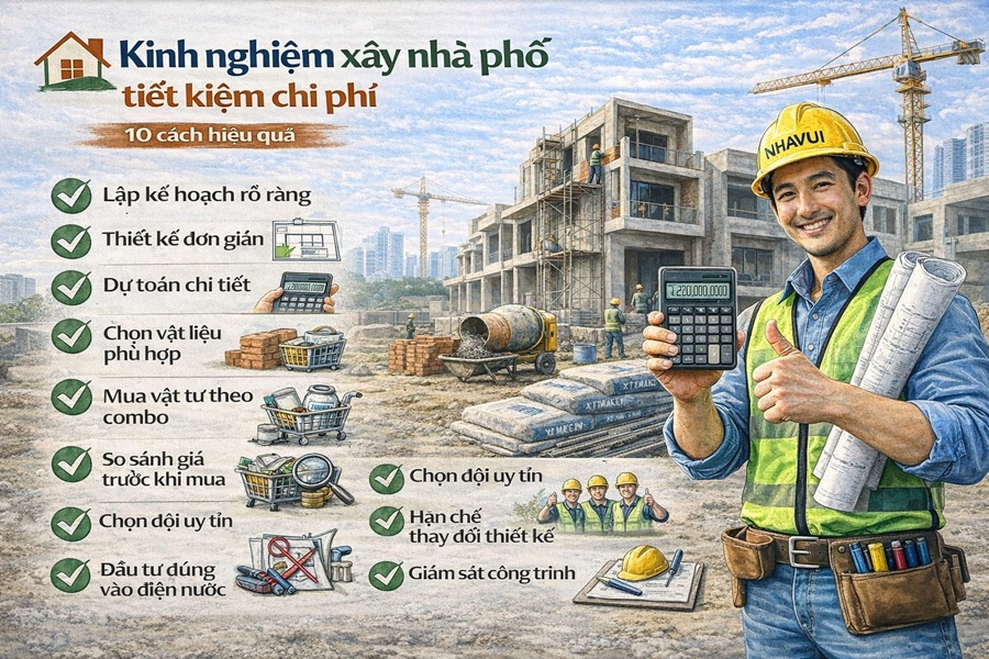 Kinh nghiệm xây nhà phố tiết kiệm chi phí – 10 cách hiệu quả