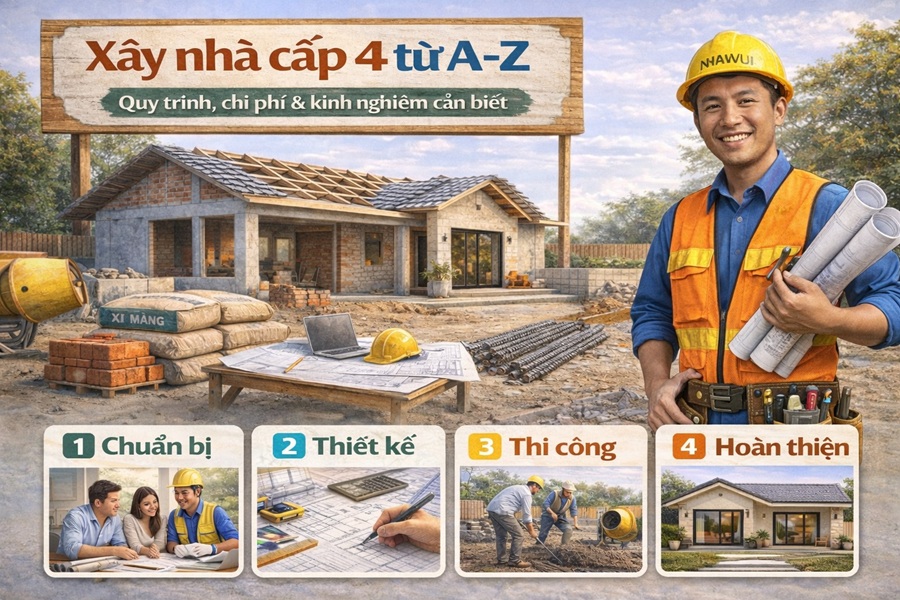 Xây nhà cấp 4 từ A–Z: Quy trình, chi phí & kinh nghiệm cần biết